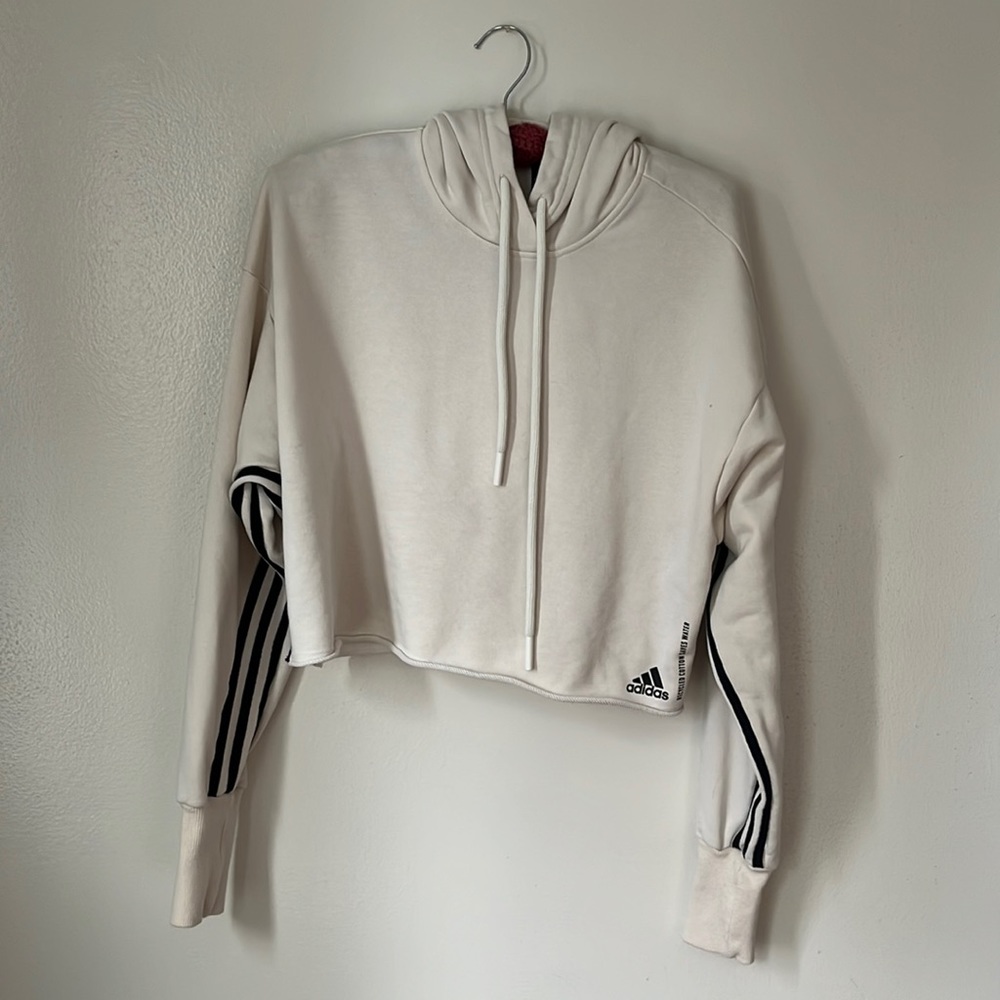 adidas Recycled Cotton Crop Off White Sweatshirt Small